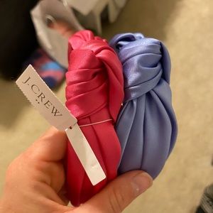 Jcrew Satin Knot Headbands, pink and periwinkle